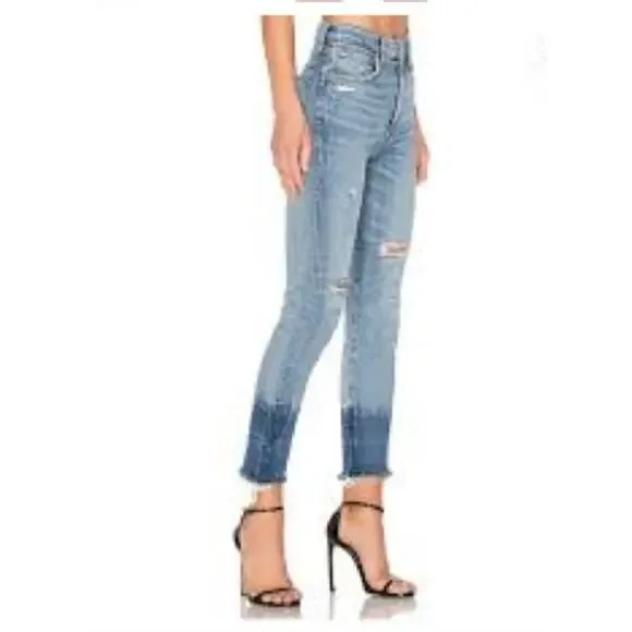 💙 AGOLDE 🩵  Ruby Super High Rise Slim Straight Distressed Ankle Jeans Size 30 - Picture 2 of 12